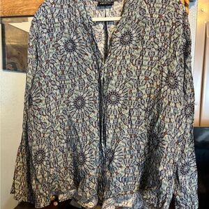 Zara Women's Patterned Top - Blue and White